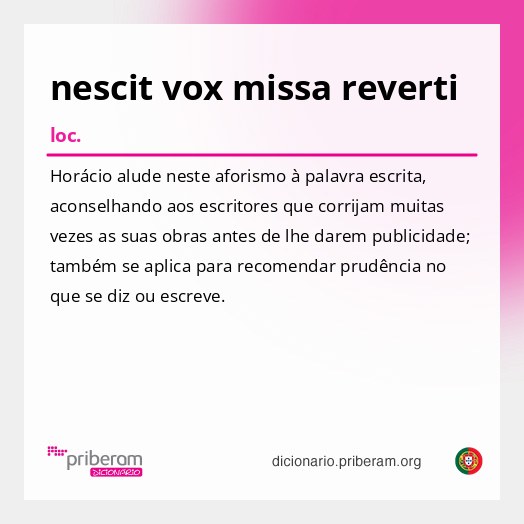 Significado de nescit vox missa reverti